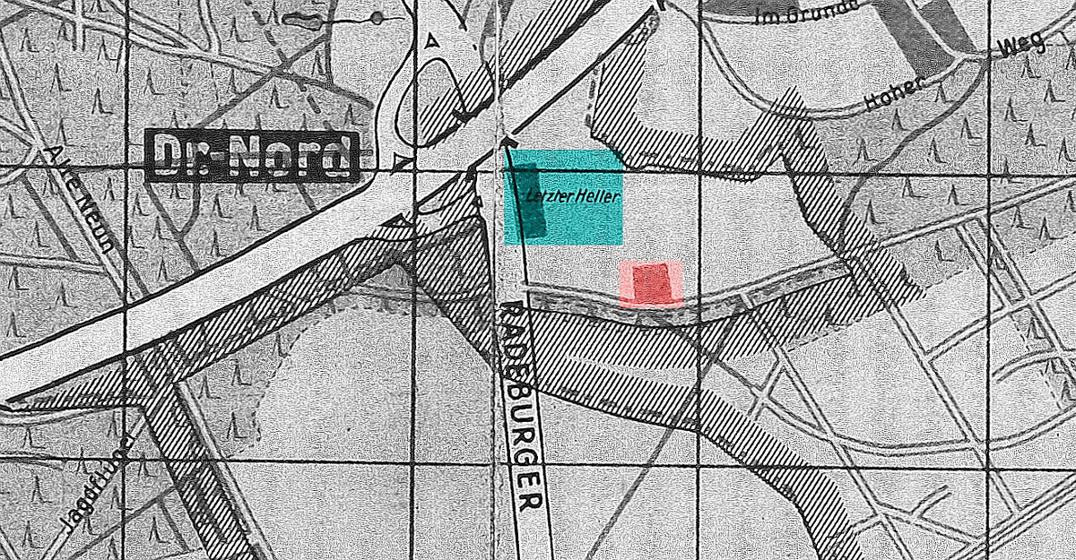 Heller Kartenausschnitt um 1950