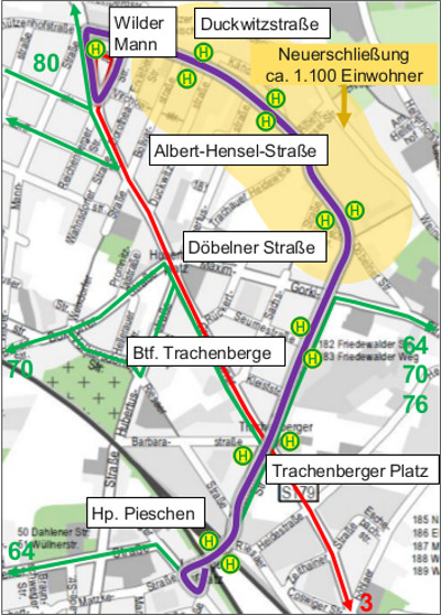 DVB Linie 73 Streckenführung