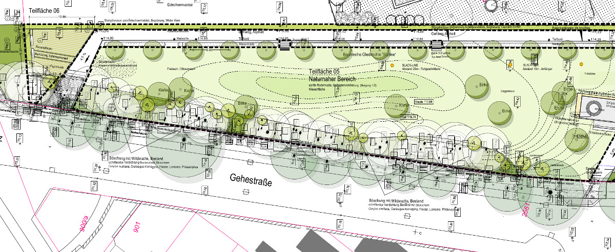 Grünzug Gehestraße Ausschnitt Lageplan