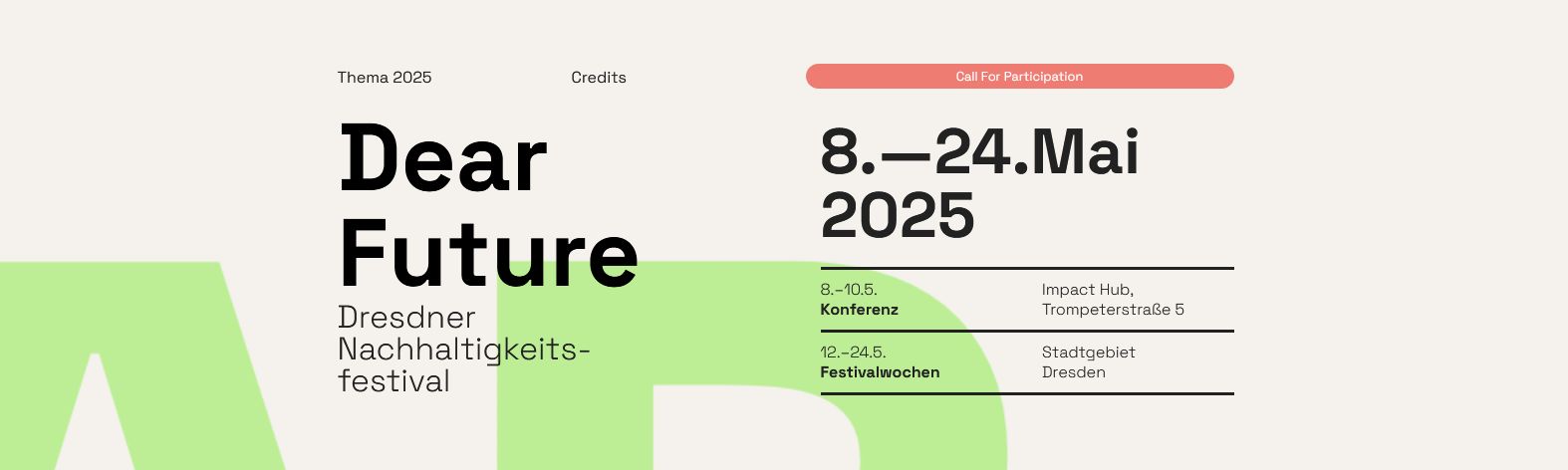 Zum Thema "Zukunft in Arbeit" wird es beim Dear Future Festival dieses Jahr viele Beiträge aus dem Bereich Kultur, Bildung, Soziales, Verwaltung und mehr geben. Quelle: Dear Future Festival